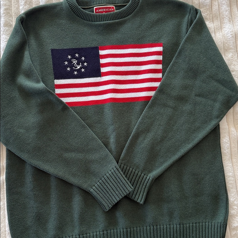 Kiel James Patrick American Flag Yacht Sweater XL NWOT in Green Unisex